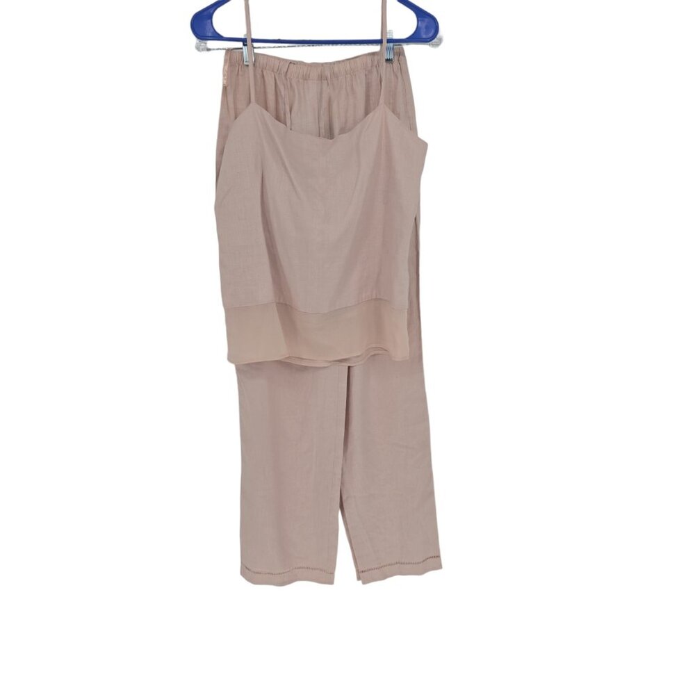 Anne Klein Size 6 Womens Pantsuit Linen Beach Drawstring Waist Pink NWT